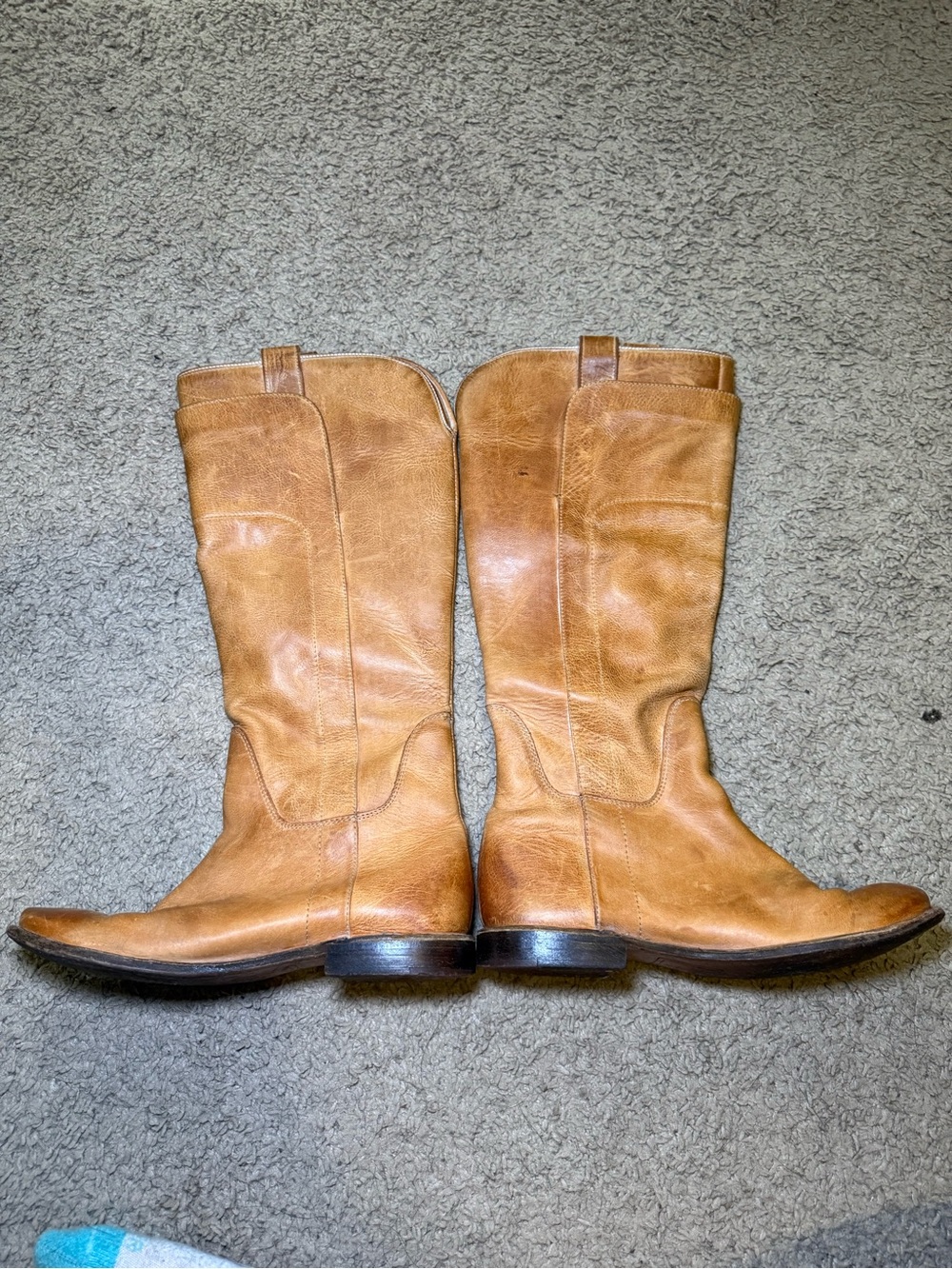 Frye Tall Leather Riding Boots in Cognac Brown - Picture 2 of 10